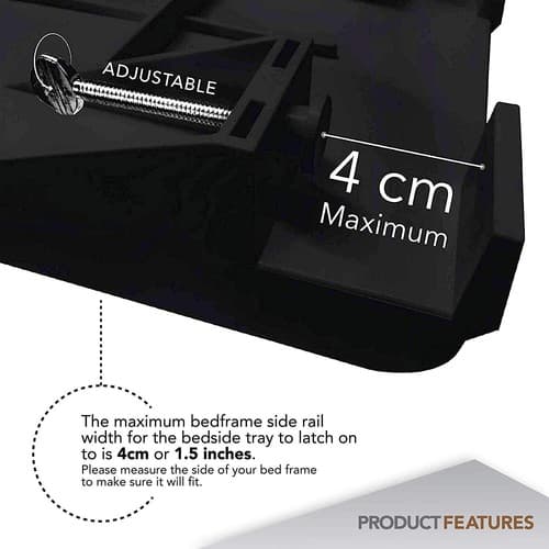 Modern Innovations Bedside Shelf, Clip On Nightstand Tray w/ Cord & Cup Holder - Thumbnail 3