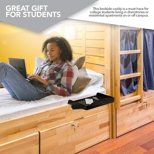Modern Innovations Bedside Shelf, Clip On Nightstand Tray w/ Cord & Cup Holder - Thumbnail 5