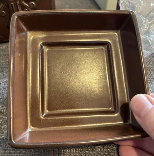 Scentsy “Faith” Replacement Warmer Dish – Brown Square Ceramic Tray #M54m - Thumbnail 4