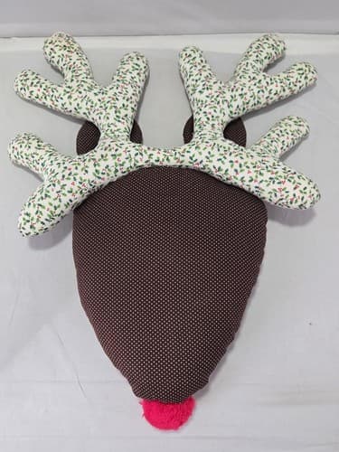 Rudolph Reindeer Christmas Holiday Plush Pillow Decoration Stuffed Fabric - Thumbnail 2