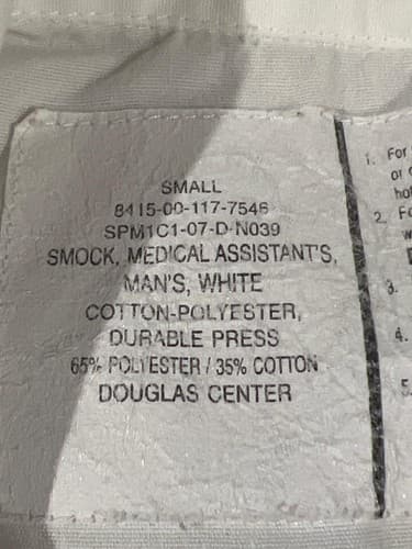 USGI White Medical Smock Short Sleeve Small Military Uniform Top - Thumbnail 4