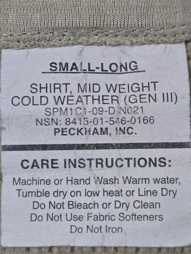 US Army Polartec Mid Weight Cold Weather Shirt Small Long NSN 8415-01-546-0166 - Thumbnail 5