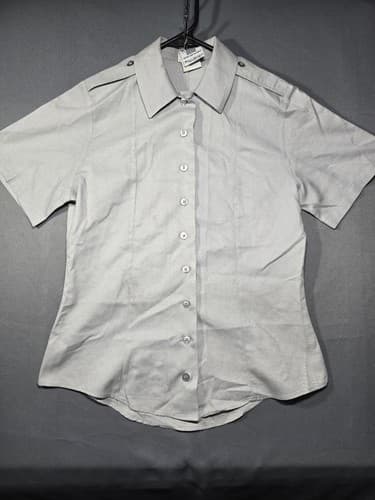 Defense Logistics Agency Gray Military Uniform Shirt Women's 8R Short Sleeve #M4 - Thumbnail 2
