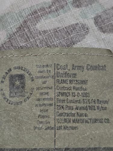 US Army FRACU Multicam Jacket Small Regular Flame Resistant OCP NSN - Thumbnail 8