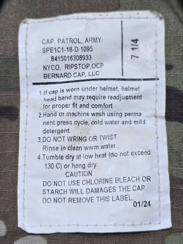 US Army OCP Patrol Cap Multicam Ripstop Bernard Cap Size 7 1/4 #G57g - Thumbnail 6