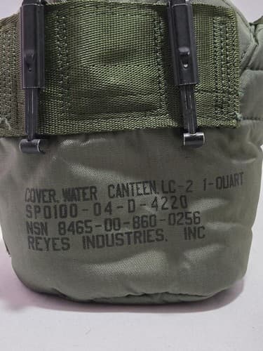 US Military Issue 1QT O.D. Canteen, Cover & Stainless Steel Canteen Cup Trio #E5 - Thumbnail 4