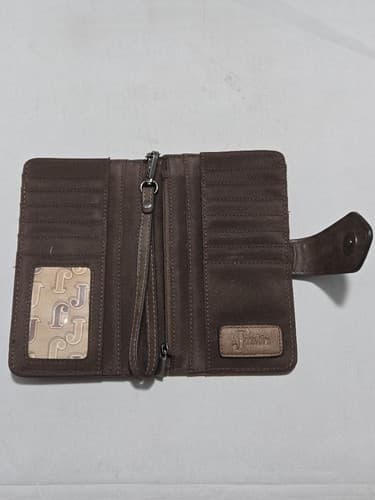 Justin Women’s Western Wallet Wristlet – Brown Studded Bifold Organizer #M57m - Thumbnail 3