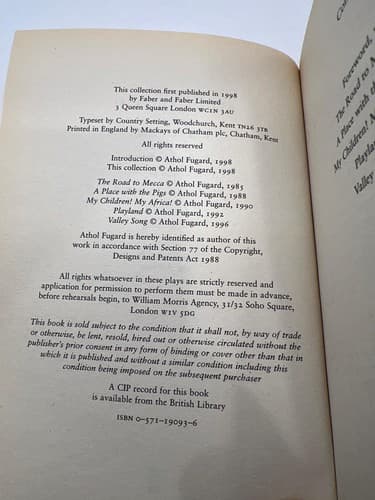 Lot of 2 Vintage Athol Fugard Drama Books Plays One Master Harold Road to Mecca - Thumbnail 9
