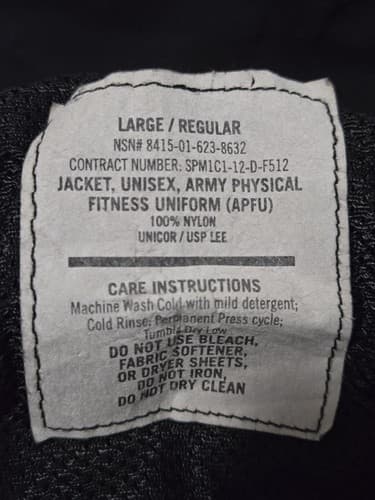 Large/Regular APFU Jacket Army Black and Gold NSN:8415-01-623-8632 #G60g - Thumbnail 5