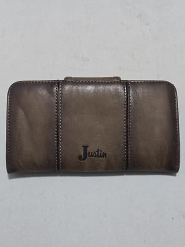 Justin Women’s Western Wallet – Brown Leather Turn-Lock Clutch Bifold #M58m - Thumbnail 2