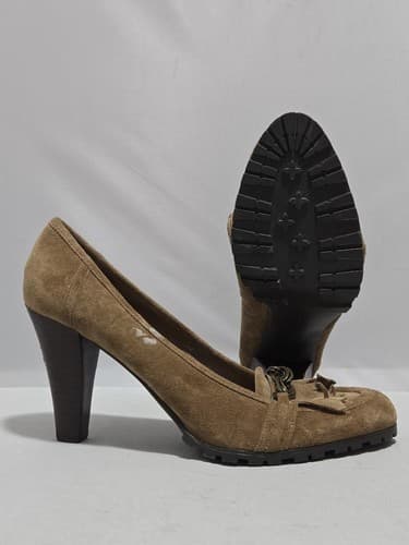 Enzo Angiolini Women’s 11M Brown Suede Horsebit Heels Lug Sole Loafer Pumps DC64