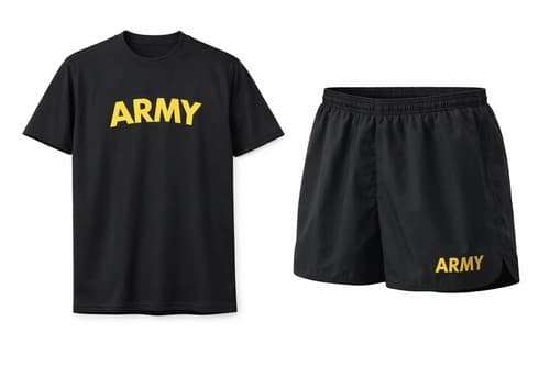 US Army APFU PT Uniform Lot Shirt and Shorts Size Large Short Sleeve Black