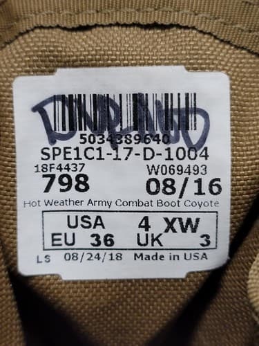 Belleville Combat boots Size: (4/XW) SPE:1C1-17-D-1004 #B30b - Thumbnail 7