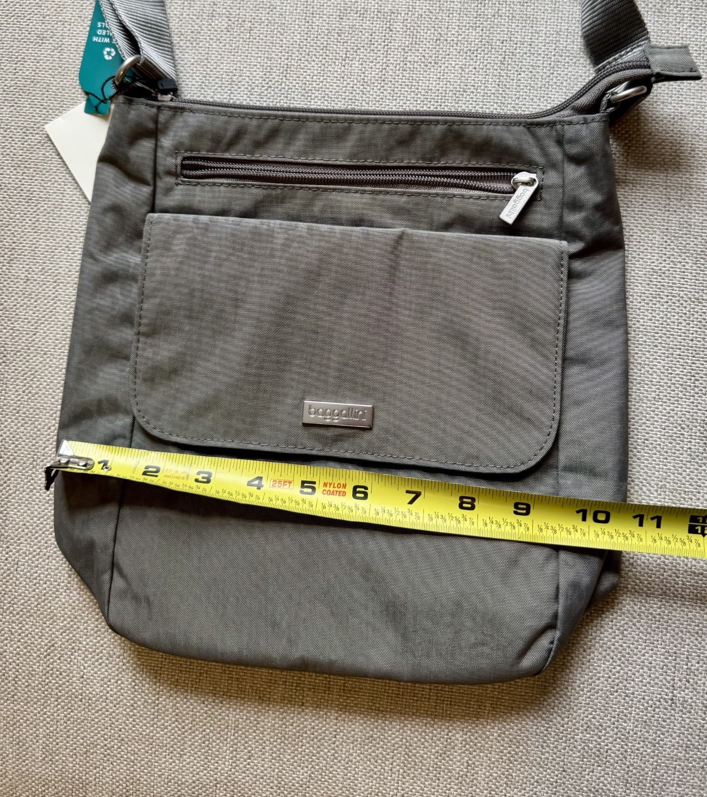 Baggallini Town Bagg Crossbody Pewter Animal Print Nylon Water Resistant NWT - Thumbnail 7