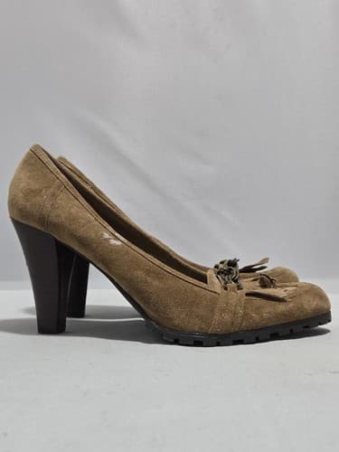 Enzo Angiolini Women’s 11M Brown Suede Horsebit Heels Lug Sole Loafer Pumps DC64 - Thumbnail 3