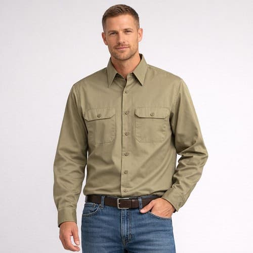 Big Mac Work Shirt Mens 2XL Tan Button Up Long Sleeve Workwear Utility