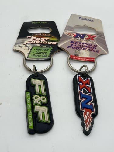 Lot(6) New old stock Fast & the Furious and NX Express Plasti Color Keychain
