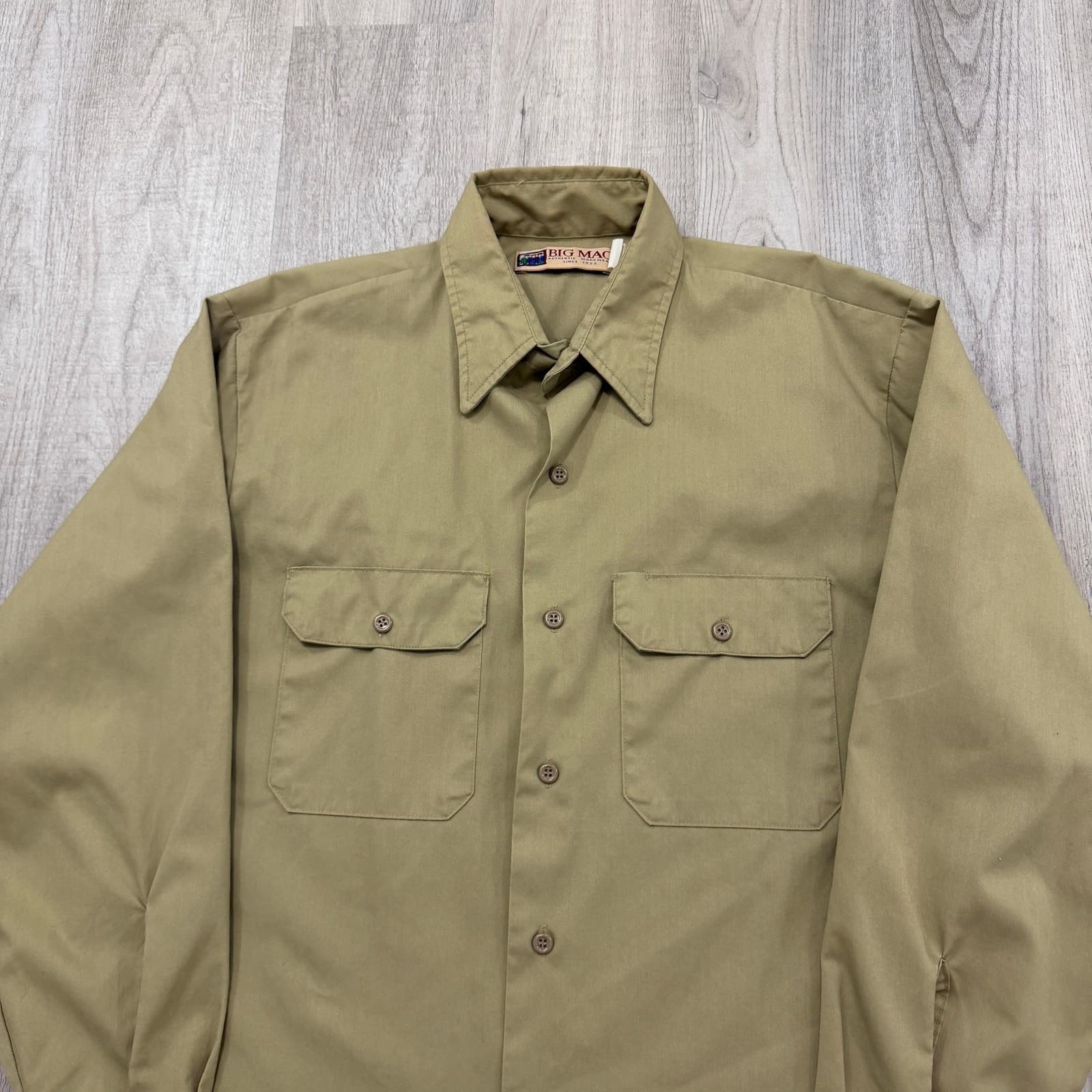 Big Mac Work Shirt Mens 2XL Tan Button Up Long Sleeve Workwear Utility - Thumbnail 3