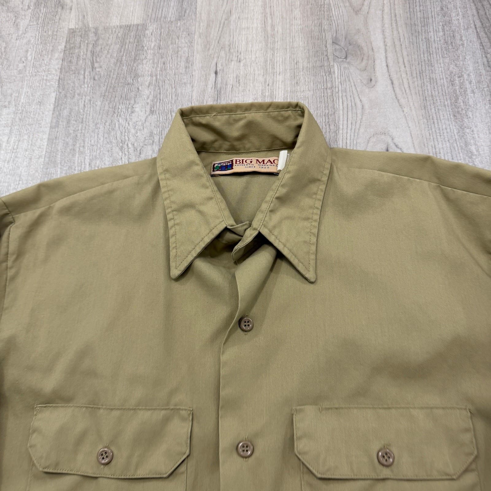 Big Mac Work Shirt Mens 2XL Tan Button Up Long Sleeve Workwear Utility - Thumbnail 4