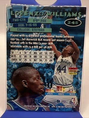 1995-96 Topps Stadium Club - Lorenzo Williams #245 - Thumbnail 3