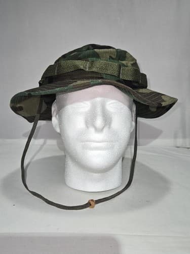 US Army Woodland Camo Boonie Hat Type II 7 3/4 Jungle 8415-00-935-6692 VGC #Q91q