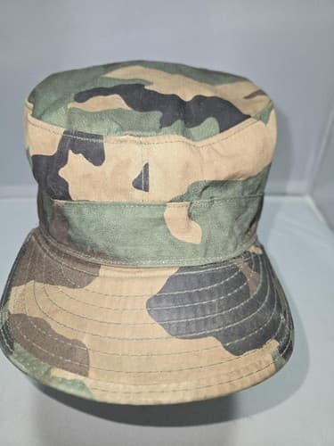 US Army Woodland Camo Combat Cap w/ Ear Flaps Size 7 1/2 8415-01-084-1667 VGC - Thumbnail 6