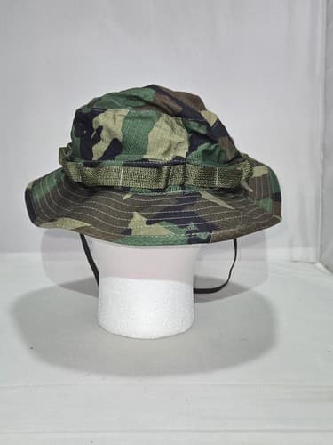 US Army Woodland Camo Boonie Hat Type II 7 3/4 Jungle 8415-00-935-6692 VGC #Q91q - Thumbnail 3