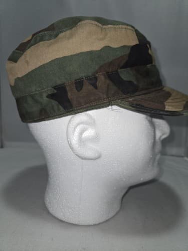 US Army Woodland Camo Combat Cap w/ Ear Flaps Size 7 1/2 8415-01-084-1667 VGC - Thumbnail 8