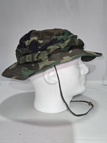 US Army Woodland Camo Boonie Hat Type II 7 3/4 Jungle 8415-00-935-6692 VGC #Q91q - Thumbnail 4