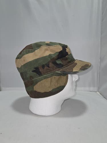 US Army Woodland Camo Combat Cap w/ Ear Flaps Size 7 1/2 8415-01-084-1667 VGC - Thumbnail 5