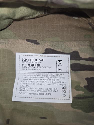 US Army OCP Patrol Cap 7 1/4 Scorpion W2 Multicam 8415-01-630-8933 VGC #Q88q - Thumbnail 7