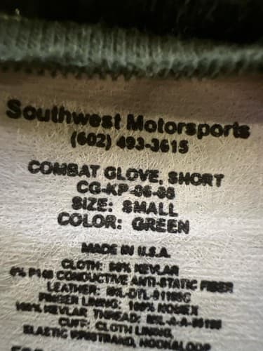 US Army Combat Gloves Short Small Green 8415-01-538-6730 Tactical VGC #Q98q - Thumbnail 5