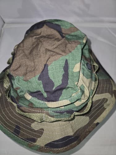 US Army Woodland Camo Boonie Hat Type II 7 3/4 Jungle 8415-00-935-6692 VGC #Q91q - Thumbnail 5