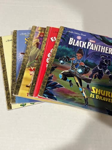 Lot of 5 Little Golden Books – Elmo Loves You, Black Panther, Trolls, Simone