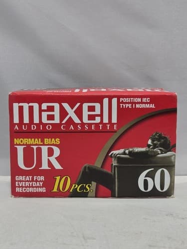 Maxell UR 60 Audio Cassette Tapes 10-Pack Normal Bias 60 Minute Dictation New