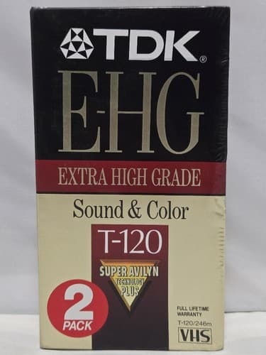 TDK T-120 EHG Extra High Grade VHS Blank Recording Video Tape 2-Pack Sealed New