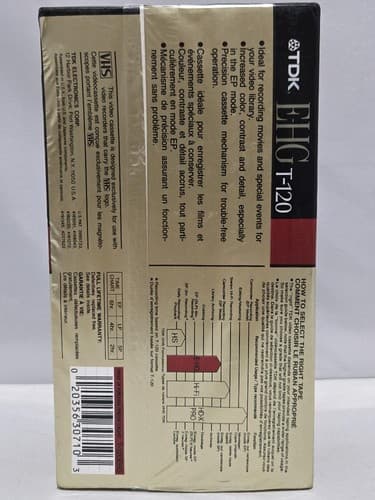 TDK T-120 EHG Extra High Grade VHS Blank Recording Video Tape 2-Pack Sealed New - Thumbnail 3