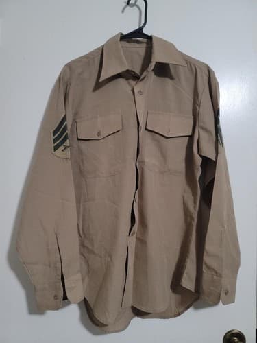 DSCP Marine Men's Poly/Wool Khaki Long Sleeve Shirt Size: (33) #A7a