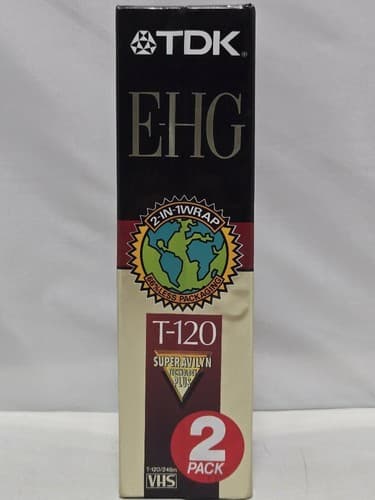 TDK T-120 EHG Extra High Grade VHS Blank Recording Video Tape 2-Pack Sealed New - Thumbnail 2