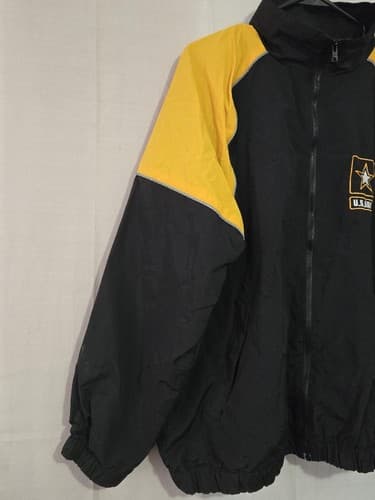 US Army Recruiter Jacket Small Long Black Yellow Lightweight Windbreaker #P80p - Thumbnail 2