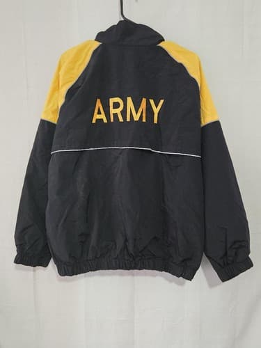 US Army Recruiter Jacket Small Long Black Yellow Lightweight Windbreaker #P80p - Thumbnail 4