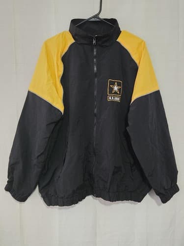 US Army Recruiter Jacket Small Long Black Yellow Lightweight Windbreaker #P80p