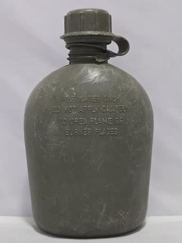 US Military 1 Quart Hard Plastic Water Canteen w/ Cover ALICE Clips OD Vintage - Thumbnail 7