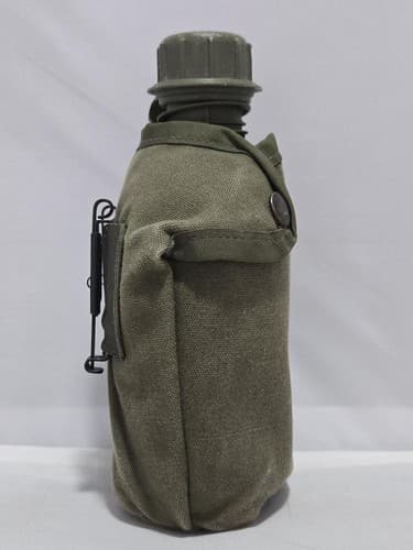 US Military 1 Quart Hard Plastic Water Canteen w/ Cover ALICE Clips OD Vintage - Thumbnail 2
