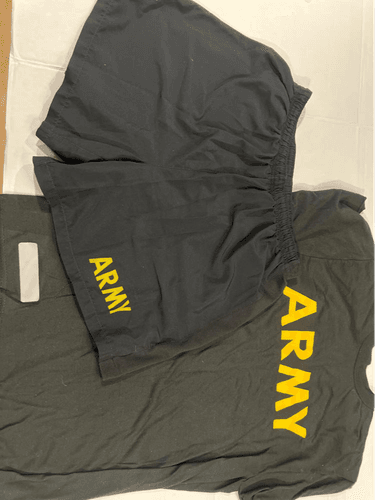 Men’s US Army APFU PT Set Small Black Gold Shorts Shirt Trunks #61j - Thumbnail 2