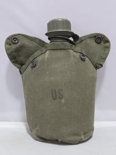 US Military 1 Quart Hard Plastic Water Canteen w/ Cover ALICE Clips OD Vintage - Thumbnail 5