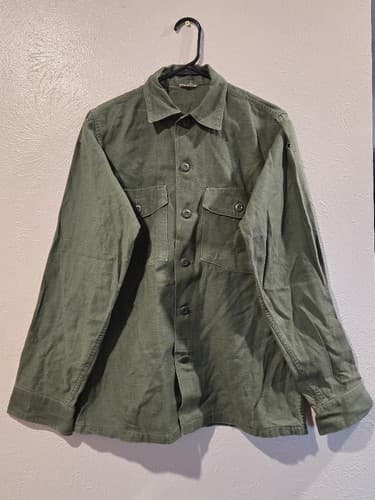 VTG 1971 Vietnam US Army OG-107 Sateen Shirt 14 1/2 X33 NSN:8405-781-8946 #K79k