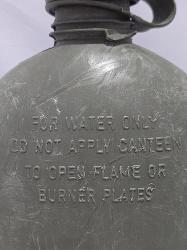 US Military 1 Quart Hard Plastic Water Canteen w/ Cover ALICE Clips OD Vintage - Thumbnail 9