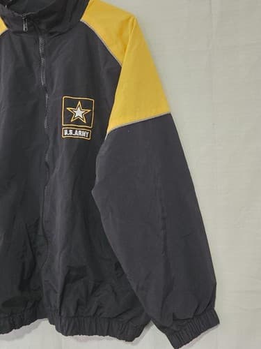 US Army Recruiter Jacket Small Long Black Yellow Lightweight Windbreaker #P80p - Thumbnail 3