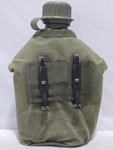 US Military 1 Quart Hard Plastic Water Canteen w/ Cover ALICE Clips OD Vintage - Thumbnail 3